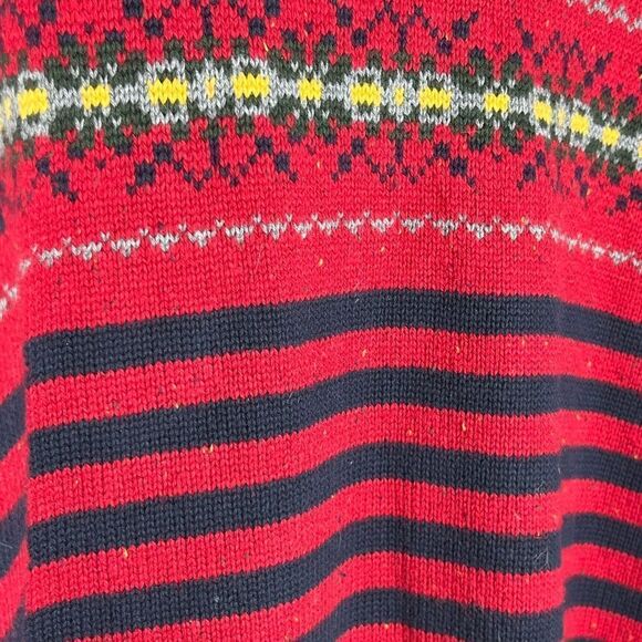 Tommy Hilfiger Red Navy Stripe Fair Isle Pullover Sweater Cotton Wool Size Large - Picture 6 of 9